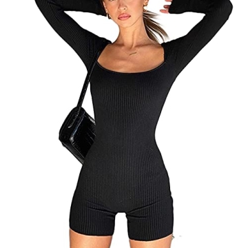 Stylish Muineobuka Ribbed Knit Bodycon Jumpsuit for Women