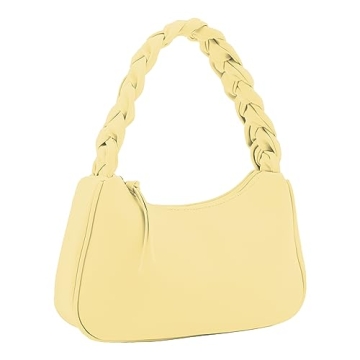 Stylish Emperia Braided Top Handle Shoulder Bag - Trendy Butter Yellow Hobo Tote