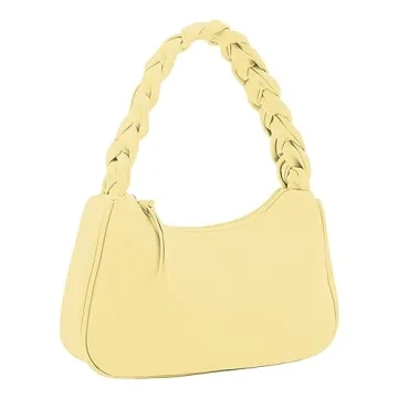Stylish Emperia Braided Top Handle Shoulder Bag - Trendy Butter Yellow Hobo Tote