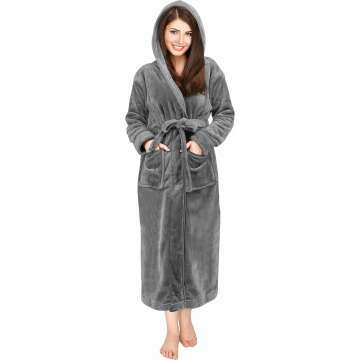 Plush Fleece Hooded Bathrobe for Women by NY Threads
