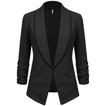 Lock and Love Women 3/4 Sleeve Blazer Open Front Cardigan Jacket Work Office Blazer