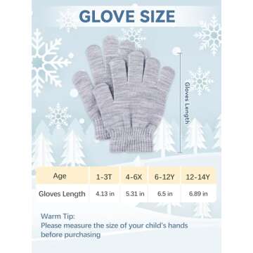 Glooarm 12 Pairs Kids Gloves Winter Toddler Gloves Full Fingers Knit Gloves Children Stretchy Warm Gloves Bulk for Boys Girls