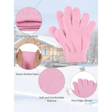 Glooarm 12 Pairs Kids Gloves Winter Toddler Gloves Full Fingers Knit Gloves Children Stretchy Warm Gloves Bulk for Boys Girls