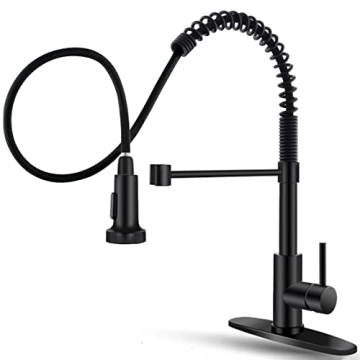 OWOFAN Black Kitchen Faucet - Pull Down Sprayer, Stainless Steel