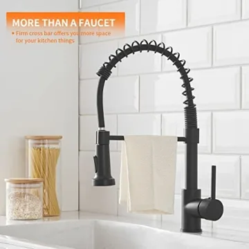 OWOFAN Black Kitchen Faucet with Pull Down Sprayer
