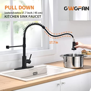 OWOFAN Black Kitchen Faucet with Pull Down Sprayer