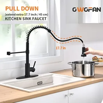 OWOFAN Black Kitchen Faucet with Pull Down Sprayer