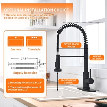 OWOFAN Black Kitchen Faucet with Pull Down Sprayer