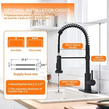 OWOFAN Black Kitchen Faucet with Pull Down Sprayer