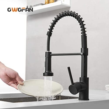 OWOFAN Black Kitchen Faucet with Pull Down Sprayer