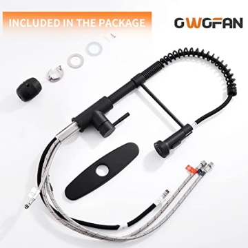 OWOFAN Black Kitchen Faucet with Pull Down Sprayer