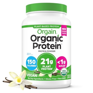 Orgain Organic Vegan Protein Powder, Vanilla Bean - 21g Plant Protein, 6g Prebiotic Fiber, No Lactos...