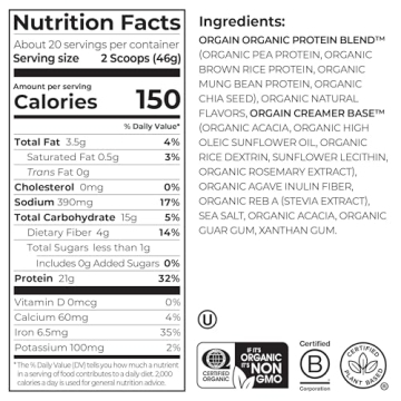 Orgain Organic Vegan Protein Powder - 21g Plant Protein, Delicious Vanilla