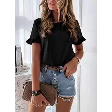PRETTYGARDEN Women's Casual Summer T-Shirt with Ruffles