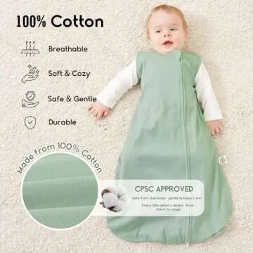 Yoofoss Baby Sleep Sack 0-6 Months TOG 1.0 Baby Wearable Blanket, 2 Pack 100% Cotton Infant Toddler ...
