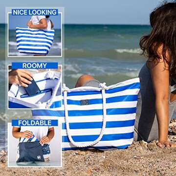 Bag&Carry Large Waterproof Striped Tote Beach Bag - Stylish & Functional