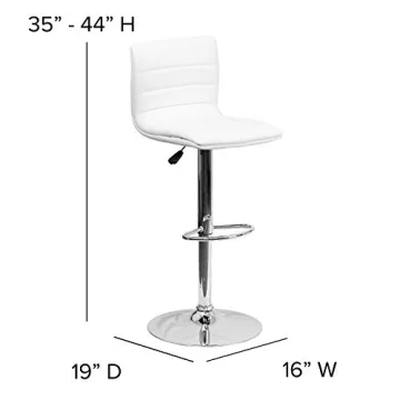 Flash Furniture Vincent Modern Adjustable Barstool - White/Chrome