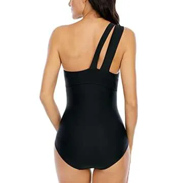 Halcurt One Shoulder Modest One Piece Swimwear for Women