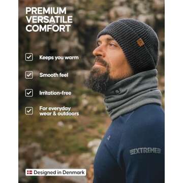 DANISH ENDURANCE Merino Wool Beanie Unisex Winter Hat