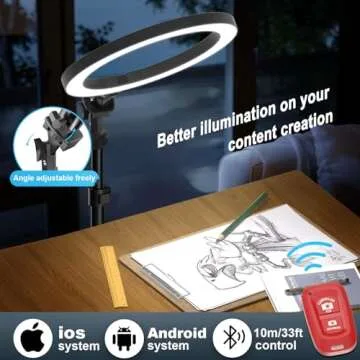 EMART 10” Selfie Ring Light, Round Light with Adjustable Tripod Stand & Phone Holder for Live Stream/Makeup/YouTube Video/TikTok Photography, Dimmable 3 LED Light Modes 10 Brightness Levels