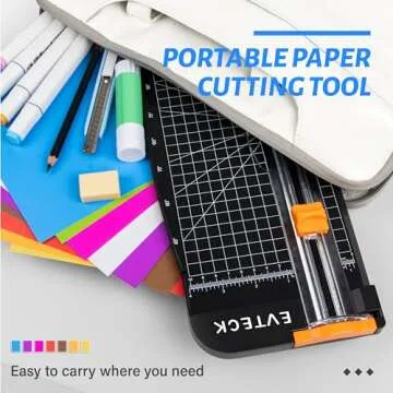 Evteck Paper Cutter 12 Inch Paper Trimmer Slider Crafting Scrapbooking Supplies for A4 Vinyl Photo Cardstock with Security Blade and Foldable Ruler