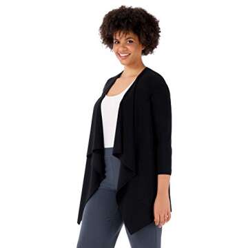 Rekucci Curvy Woman Travel in Style Plus Size Soft Knit Throw Over Jacket (1X, Black)