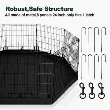 PJYuCien Metal Foldable Dog Playpen - 24" Pet Exercise Pen