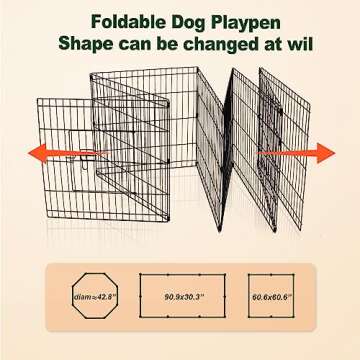 PJYuCien Metal Foldable Dog Playpen - 24" Pet Exercise Pen