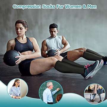 ACTINPUT 8 Pairs Compression Socks Women & Men -Best Medical,Travel & Flight Socks-Running & Fitness...
