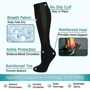 ACTINPUT Compression Socks - 8 Pairs for All-day Comfort