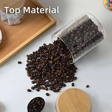 umieo Glass Food Storage Containers with Bamboo Lids Large Glass Food Storage Jars for Coffee Bar Tea Sugar (SET OF 5)