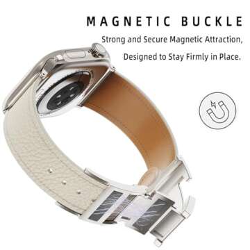 Leather Magnetic Watch Band Compatible with Apple Watch Ultra Band 49mm 46mm 45mm 44mm 42mm 41mm 40m...