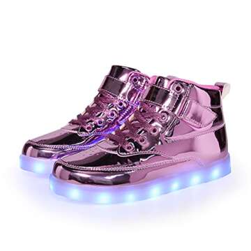 Voovix Kids LED Light Up High-top Shoes Rechargeable Glowing Sneakers for Boys and Girls