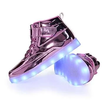 Voovix Kids LED High-top Shoes Rechargeable Sneakers