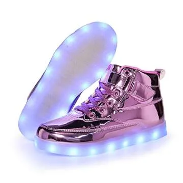 Voovix Kids LED High-top Shoes Rechargeable Sneakers