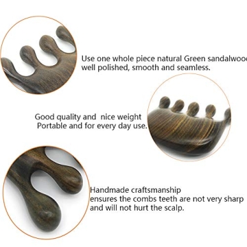 Natural Green Sandalwood Comb No Static Scalp Massage Hair Care