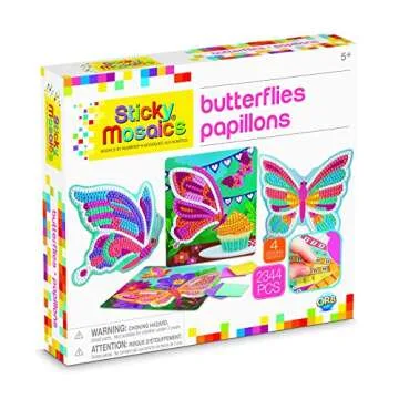 The Orb Factory Sticky Mosaics Butterflies Arts & Crafts, Yellow/Blue/Pink/Purple/Pink, 12" x 2" x 10.75"