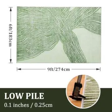 YIHOUSE Green Rug for Living Room, 6×9 Modern Abstract Area Rug, Geometric Contemporary Wave Stripe...