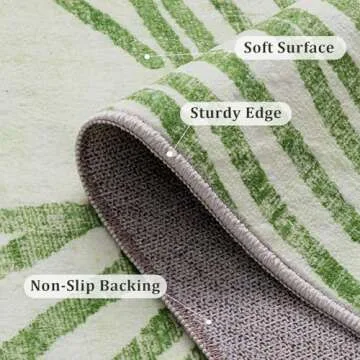 YIHOUSE Green Rug for Living Room, 6×9 Modern Abstract Area Rug, Geometric Contemporary Wave Striped Rugs for Playroom Nursery, Washable Nonslip Large Ultra-Thin Rug for Bedroom Dining Room