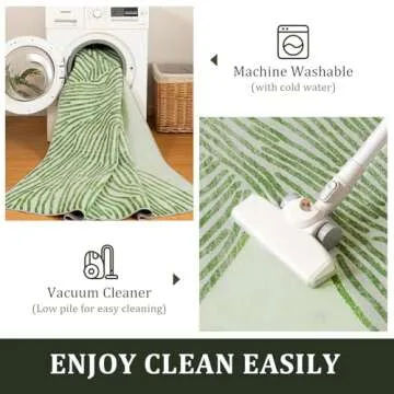 YIHOUSE Green Rug for Living Room, 6×9 Modern Abstract Area Rug, Geometric Contemporary Wave Striped Rugs for Playroom Nursery, Washable Nonslip Large Ultra-Thin Rug for Bedroom Dining Room