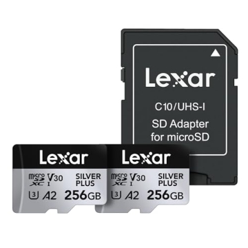 Lexar 256GB (2-Pack) Professional Silver Plus microSDXC Memory Card w/SD Adapter, UHS-I, C10, U3, V3...