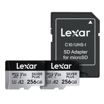 Lexar 256GB (2-Pack) Professional Silver Plus microSDXC Memory Card w/SD Adapter, UHS-I, C10, U3, V3...