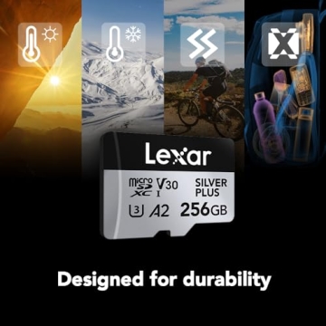 Lexar 256GB (2-Pack) Professional Silver Plus microSDXC Memory Card w/SD Adapter, UHS-I, C10, U3, V30, Full-HD & 4K Video, Up to 205/150 MB/s Read/Write, for Videographers, Gamers (LMSSIPL256G-B2ANU)