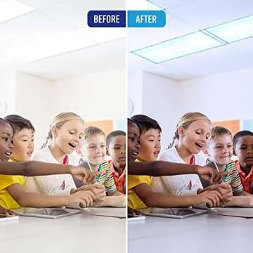 GlareShade Fluorescent Light Covers for Classroom or Office | Magnetic Fluorescent Light Covers for Ceiling Lights Provide Relief from Glare, Headaches, & Sensory Overload | 2 Count Blue