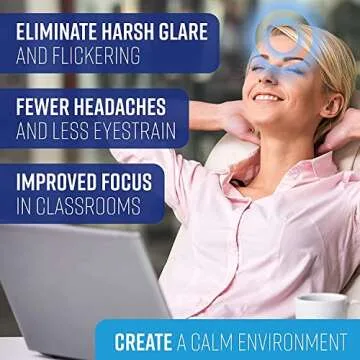 GlareShade Fluorescent Light Covers for Classroom or Office | Magnetic Fluorescent Light Covers for Ceiling Lights Provide Relief from Glare, Headaches, & Sensory Overload | 2 Count Blue