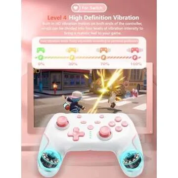 Matbip Switch pro controller, Wireless Pro Controller for Switch/Switch Lite/Switch OLED, switch controller with 2 back buttons, 3-level TURBO adjustable (Pink)