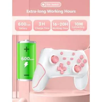 Matbip Switch pro controller, Wireless Pro Controller for Switch/Switch Lite/Switch OLED, switch controller with 2 back buttons, 3-level TURBO adjustable (Pink)