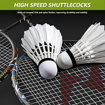 Nalax Badminton Set: 2 Player Carbon Fiber Rackets & Shuttlecocks