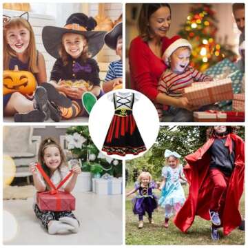 Mizzuco Girls Pirate Costume Toddler Cosplay Dance Dress Kids Dress Halloween Role Play Outfits (Black, 110CM/3-4T)