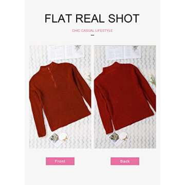 EVALESS Sweaters for Women Long Sleeve Waffle Knit Tops Business Casual Outfits for Women Fashion 2024 1/4 Zip Pullover Chunky Sweaters Fall Warm Cozy Work Clothes Winter Red Sweater, Medium